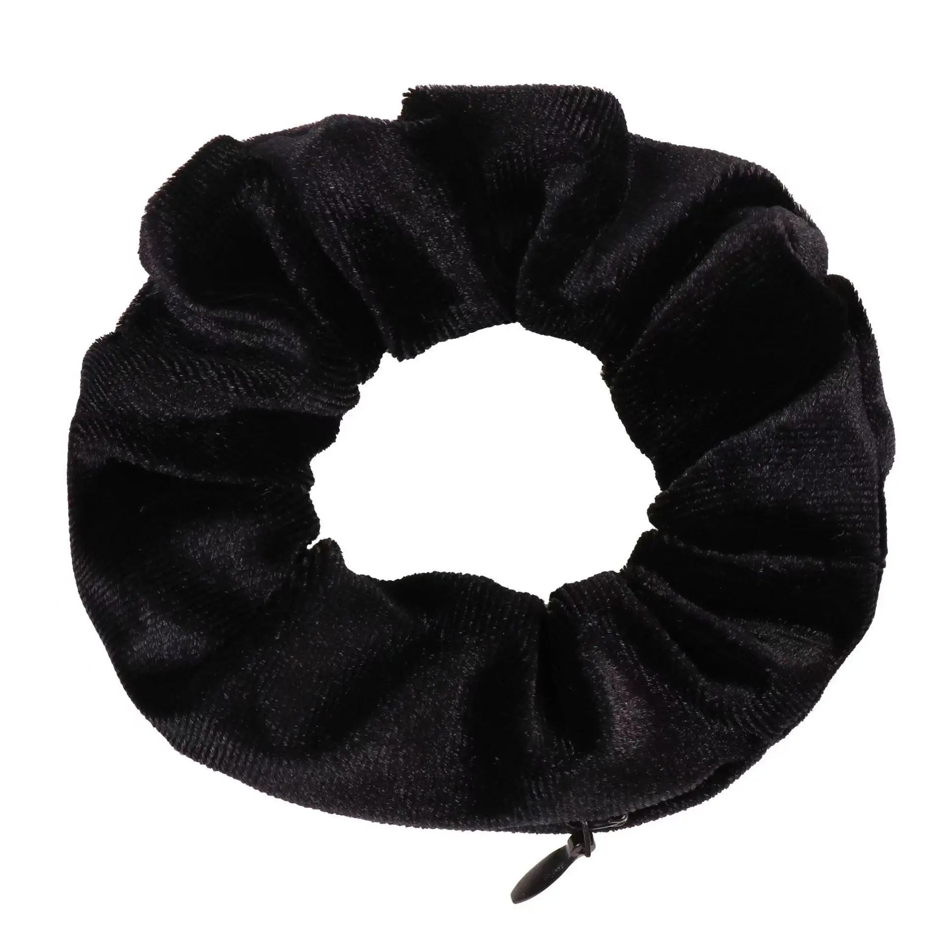 Velvet Scrunchies With Pocket Zipper