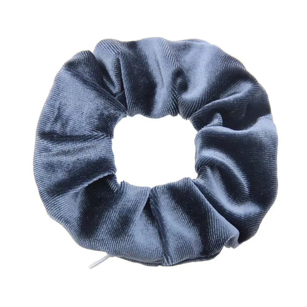 Velvet Scrunchies With Pocket Zipper