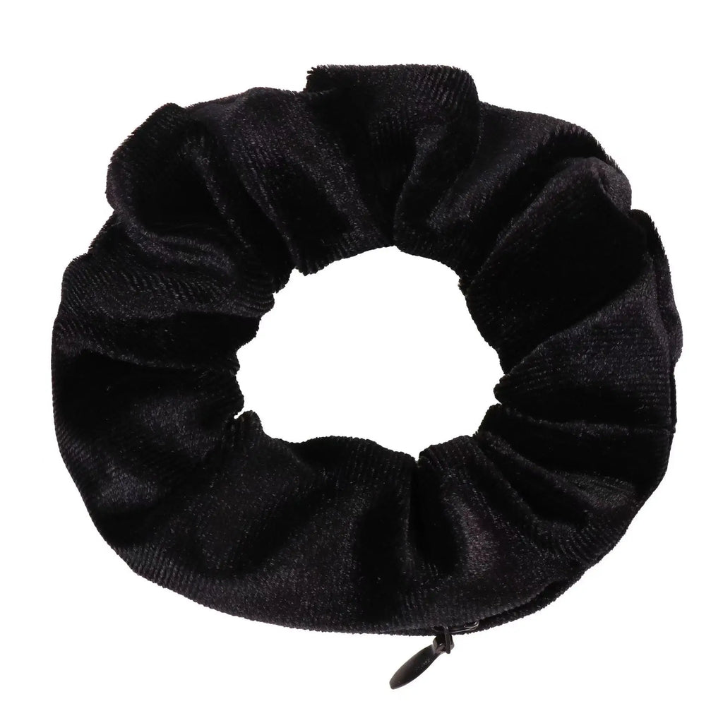 Velvet Scrunchies With Pocket Zipper